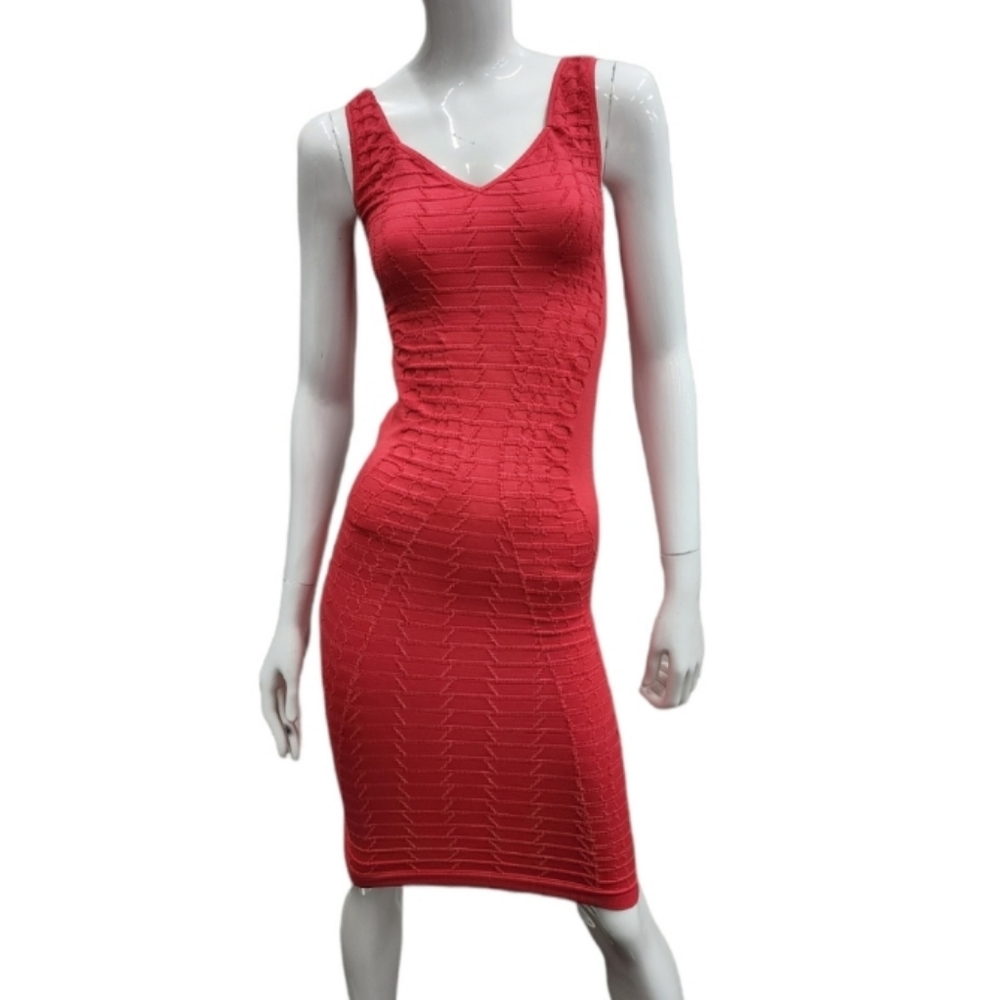 Bebe Bandage Dress Bodycon Textured Mini w Sweatheart Neckline Barbiecore